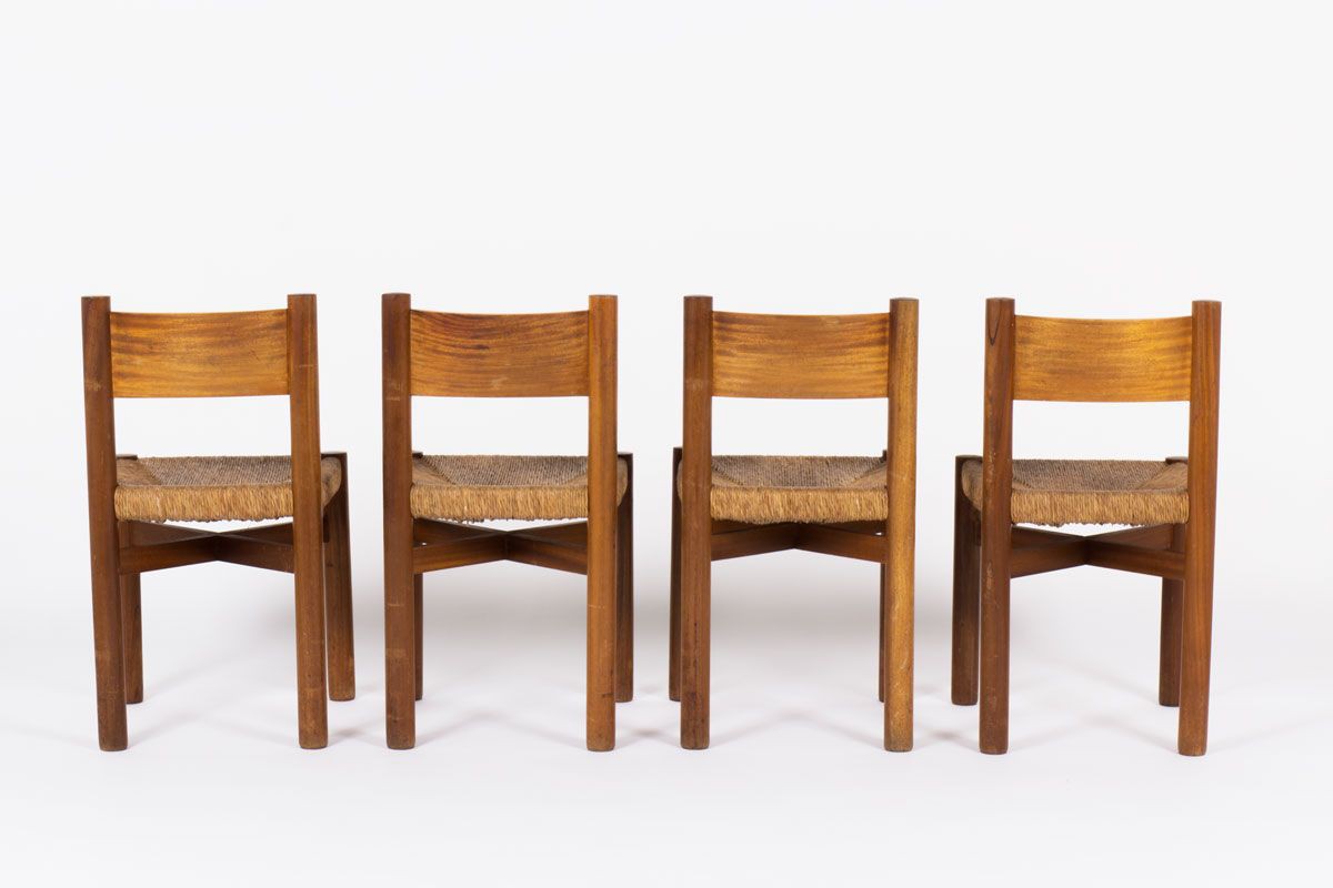 Set of 5 Black Charlotte Perriand Meribel Chairs — FORM Atelier