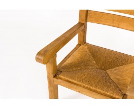 Armchairs in light oak and straw seat 1950 set of 2