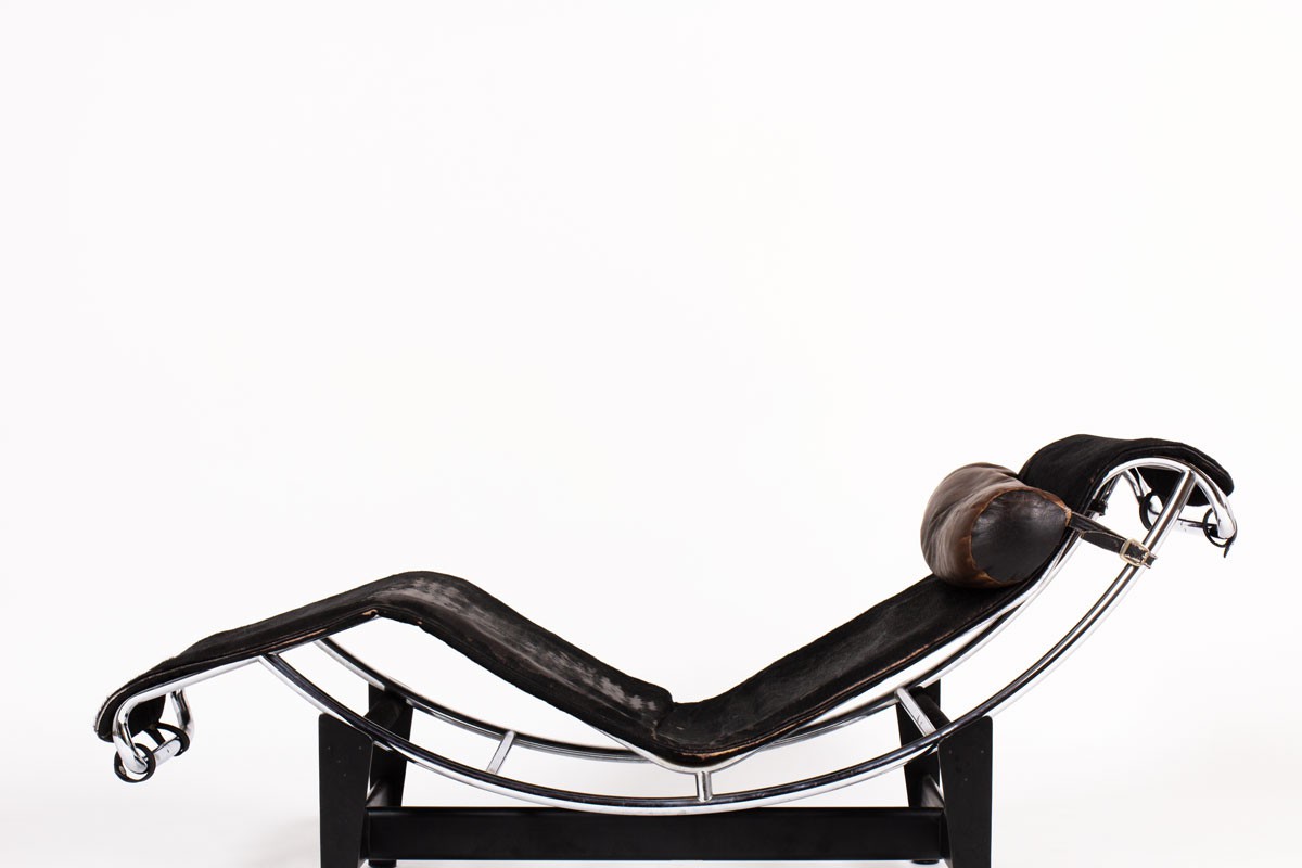 LC4 Pony Lounge Chair Black and White 3, Le Corbusier and Charlotte Perriand  at 1stDibs