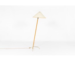 Lampadaire Rupert Nikoll en bambou et laiton abat-jour papier 1950