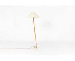 Lampadaire Rupert Nikoll en bambou et laiton abat-jour papier 1950