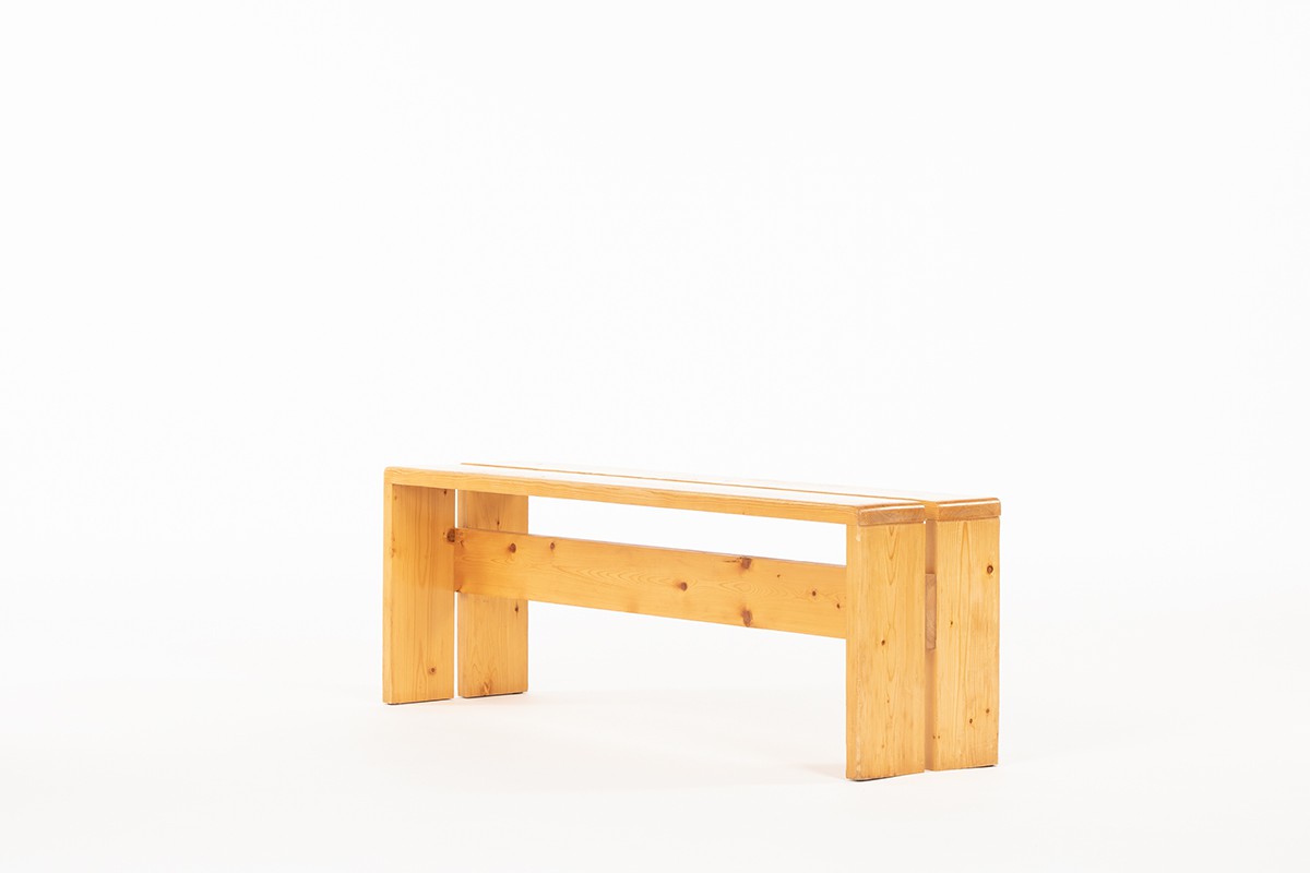 Charlotte Perriand, les Arcs 1600, bench in fir tree, re…