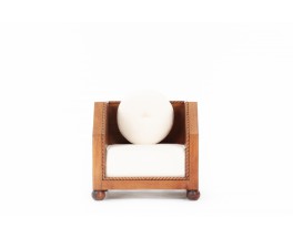 Fauteuil en acajou et coussins bouclette design Art Déco 1930