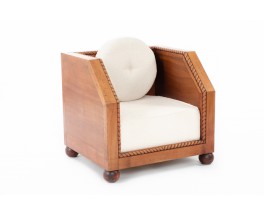 Fauteuil en acajou et coussins bouclette design Art Déco 1930