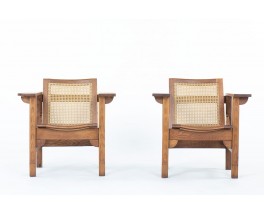 Pierre Dariel armchairs model Hendaye caned 1930 set of 2