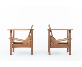 Pierre Dariel armchairs model Hendaye caned 1930 set of 2