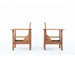 Pierre Dariel armchairs model Hendaye caned 1930 set of 2