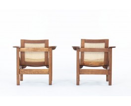 Pierre Dariel armchairs model Hendaye caned 1930 set of 2