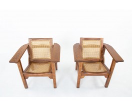 Pierre Dariel armchairs model Hendaye caned 1930 set of 2