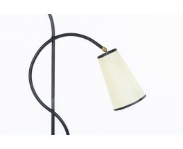 Floor lamp in black metal and beige lampshade minimalist design 1950