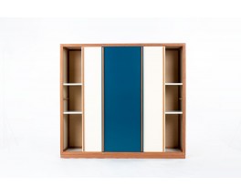 Andre Sornay cabinet 3 doors mahogany and lacquer 1960