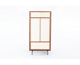 Andre Sornay wardrobe in mahogany and beige panels 1960