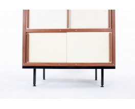 Andre Sornay wardrobe in mahogany and beige panels 1960