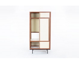 Andre Sornay wardrobe in mahogany and beige panels 1960