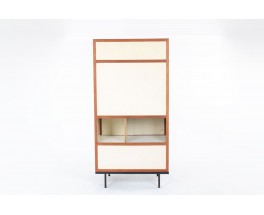 Andre Sornay wardrobe in mahogany and beige panels 1960