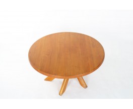 Table ronde Pierre Chapo modèle T21 en orme 1970