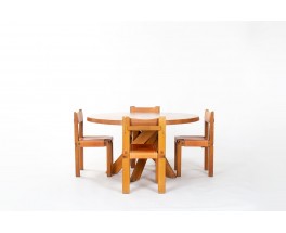 Pierre Chapo dining table T21 model in elm 1970