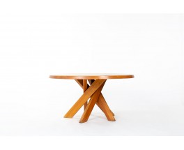 Pierre Chapo dining table T21 model in elm 1970