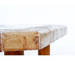 Table basse Roger Capron chêne et céramique 1960