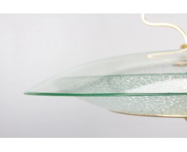 Suspension en verre, laiton et métal noir design italien 1950