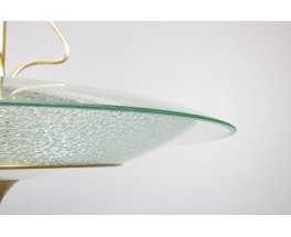 Suspension en verre, laiton et métal noir design italien 1950