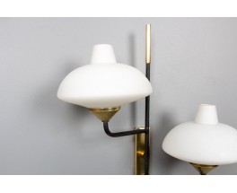 Wall lamps in black, brass and opaline edition Arlus 1950 set of 2