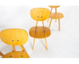 Chaises Junzo Sakakura modèle 3221 édition Tendo Mokko 1953 set de 6