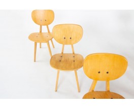 Chaises Junzo Sakakura modèle 3221 édition Tendo Mokko 1953 set de 6