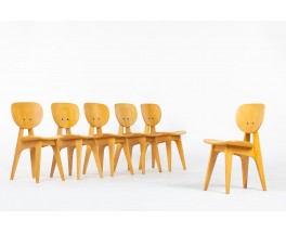 Junzo Sakakura chairs modèle 3221 edition Tendo Mokko 1953 set of 6