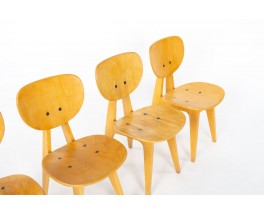 Chaises Junzo Sakakura modèle 3221 édition Tendo Mokko 1953 set de 6