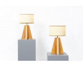 Bedside lamps model Helios in oak Collection Galerie44 set of 2