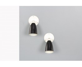 Black and white metal wall lights 1950 set of 2