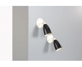 Black and white metal wall lights 1950 set of 2