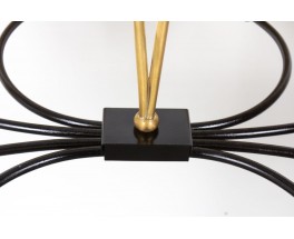 Pendant lamp in brass and black metal 8 lights 1950