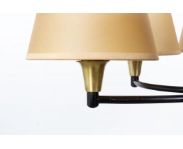 Pendant lamp in brass and black metal 8 lights 1950