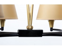 Pendant lamp in brass and black metal 8 lights 1950