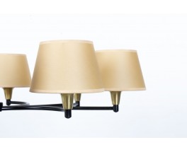 Pendant lamp in brass and black metal 8 lights 1950