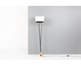 Floor lamp in black metal, brass and plexiglas edition Arlus 1950