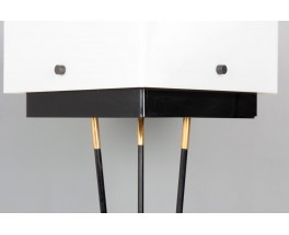 Floor lamp in black metal, brass and plexiglas edition Arlus 1950