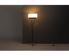 Floor lamp in black metal, brass and plexiglas edition Arlus 1950