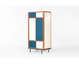 Armoire André Sornay en acajou et laque blanche 1960