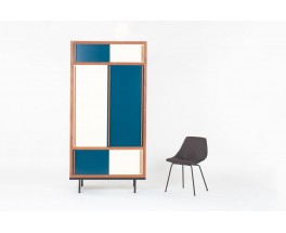 Armoire André Sornay en acajou et laque blanche 1960