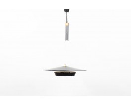 Counterweight pendant light, large model, black metal, edition Stilux Milano 1960