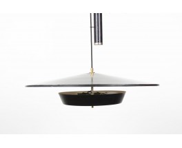 Counterweight pendant light, large model, black metal, edition Stilux Milano 1960