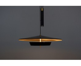 Counterweight pendant light, large model, black metal, edition Stilux Milano 1960