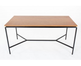 Table Pierre Paulin modèle CM172 acajou et métal noir édition Thonet 1950