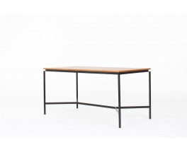 Table Pierre Paulin modèle CM172 acajou et métal noir édition Thonet 1950