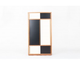 Armoire André Sornay en hêtre et laque noire et blanche 1960