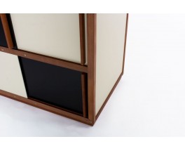 Armoire André Sornay en hêtre et laque noire et blanche 1960