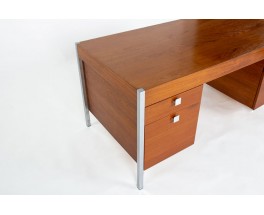 Bureau Pierre Paulin modèle CM 223 acajou et chrome édition Thonet 1950